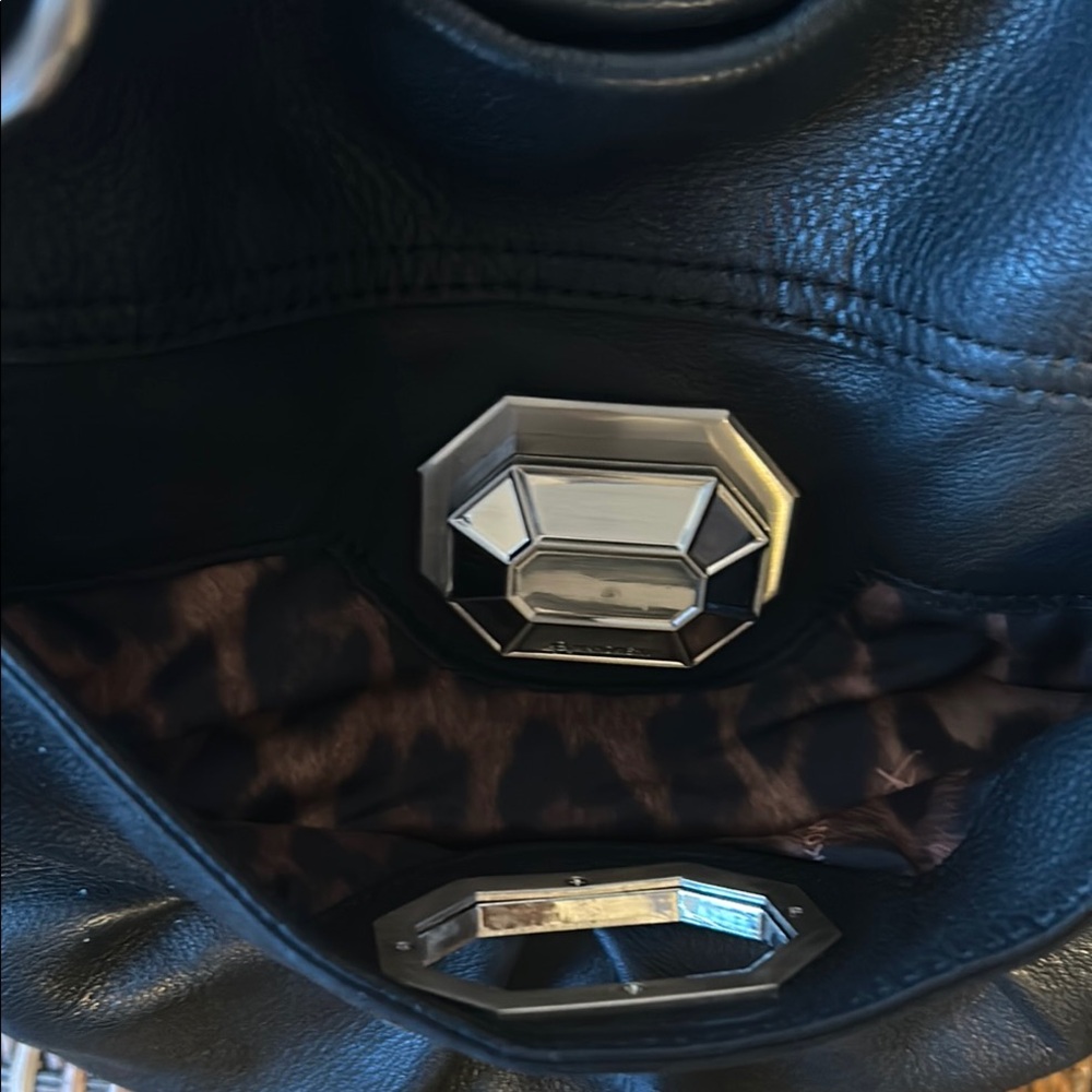B.Makowsky Black Slouchy Shoulder Bag with Silver Hardware. - Picture 8 of 15